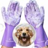 Bubble Hands Dog Washing Gloves – Reusable Silicone Gloves for Bathing & Grooming (Purple)