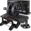 Convertible Ab Wheel Roller with Knee Mat – Dual Wheel Core Trainer