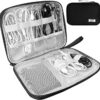Travel Electronics Organizer Bag for Cables, Chargers, SD Cards & Hard Drives (Black & Grey)