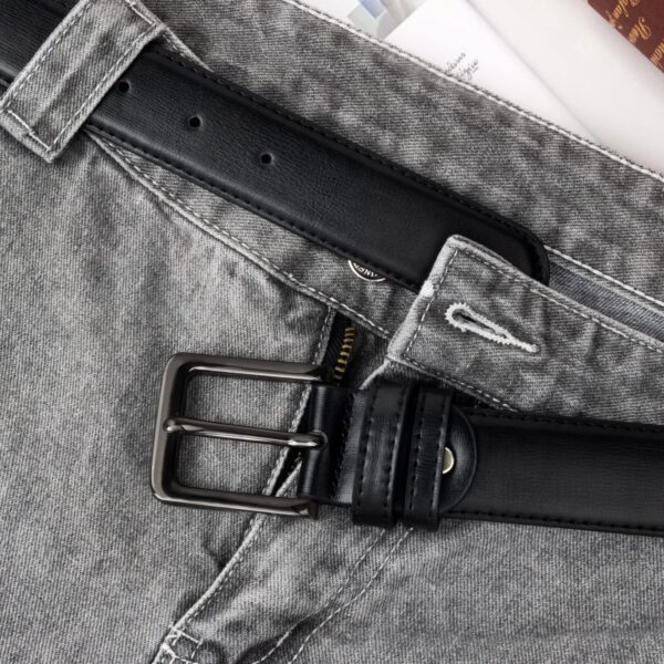 Men's Black Leather Belt – Classic Durable Leather Belts for Everyday Wear - Image 5