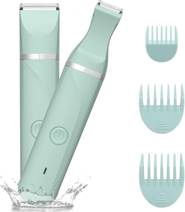 Rechargeable Women's Body Hair Trimmer with Replaceable Ceramic Blades, IPX7, Wet & Dry Use