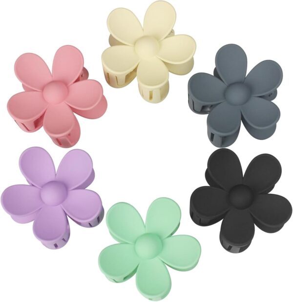 Mecool 6 Pcs Flower Hair Claw Clips for Women Ponytail Holder Headwear Hair styling Accessories for Straight, Curly, Wavy Hair | Non Slip Hair Clips Women | Hair Products for Women | Big Claw Clip Set