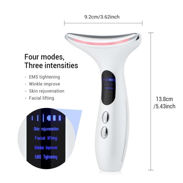 Skin Tightening, Anti-Wrinkle, 45°C Heat, 4 Modes, EMS Toning (White) - Image 8