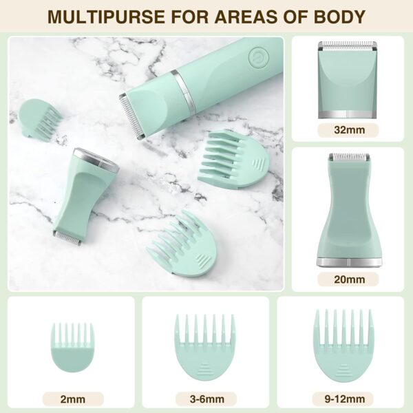 Rechargeable Women's Body Hair Trimmer with Replaceable Ceramic Blades, IPX7, Wet & Dry Use - Image 3