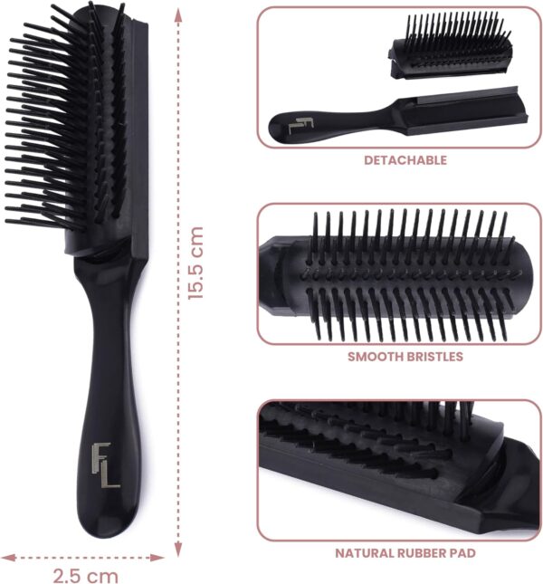 5-Row Hair Brush for Men & Women – Tangle Tamer for Curly or Fine Hair, Lightweight & Travel-Friendly - Image 4