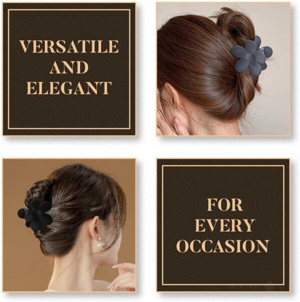 Mecool 6 Pcs Flower Hair Claw Clips for Women Ponytail Holder Headwear Hair styling Accessories for Straight, Curly, Wavy Hair | Non Slip Hair Clips Women | Hair Products for Women | Big Claw Clip Set - Image 7