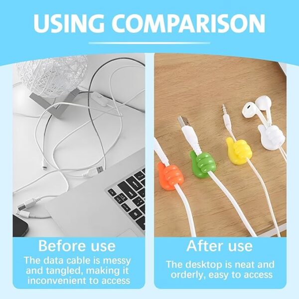 12 pcs Adhesive Thumb Hooks – No Drill Cable Holder, Removable Thumbs up Wall Hook for Bathroom & Office - Image 5