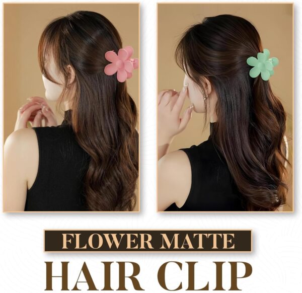 Mecool 6 Pcs Flower Hair Claw Clips for Women Ponytail Holder Headwear Hair styling Accessories for Straight, Curly, Wavy Hair | Non Slip Hair Clips Women | Hair Products for Women | Big Claw Clip Set - Image 4