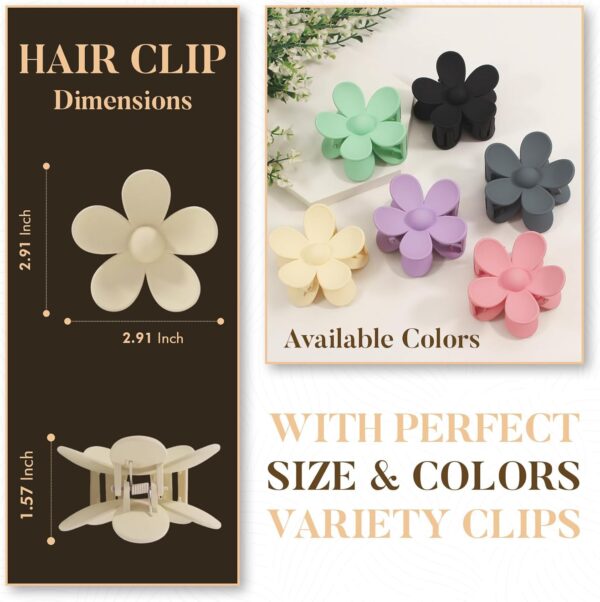 Mecool 6 Pcs Flower Hair Claw Clips for Women Ponytail Holder Headwear Hair styling Accessories for Straight, Curly, Wavy Hair | Non Slip Hair Clips Women | Hair Products for Women | Big Claw Clip Set - Image 3