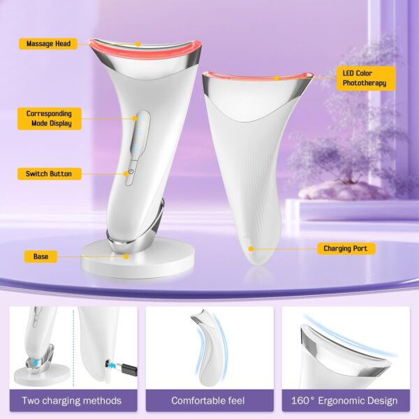 Electric Face & Neck Massager with Heat - Anti-Aging Sculpting Device - Image 5