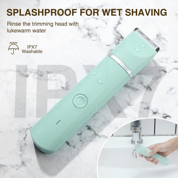 Rechargeable Women's Body Hair Trimmer with Replaceable Ceramic Blades, IPX7, Wet & Dry Use - Image 6