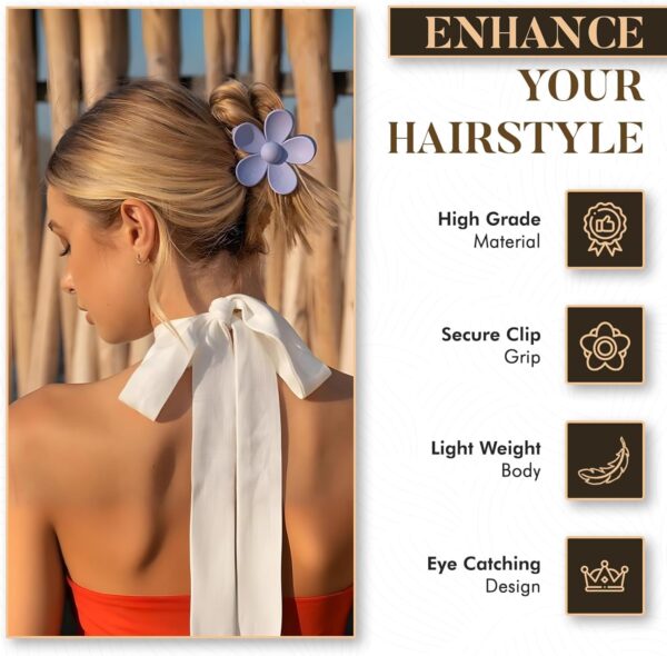 Mecool 6 Pcs Flower Hair Claw Clips for Women Ponytail Holder Headwear Hair styling Accessories for Straight, Curly, Wavy Hair | Non Slip Hair Clips Women | Hair Products for Women | Big Claw Clip Set - Image 5