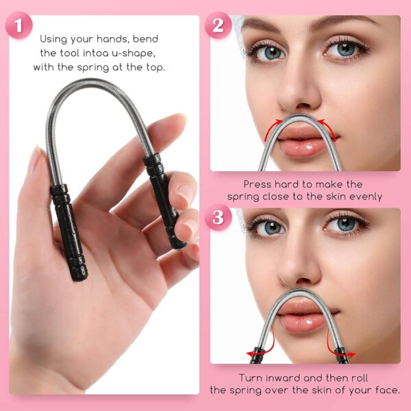 2-Piece Facial Hair Remover Spring Epilator for Upper Lip, Chin & Neck - Image 5