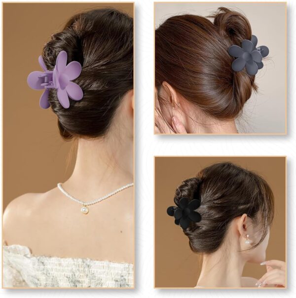 Mecool 6 Pcs Flower Hair Claw Clips for Women Ponytail Holder Headwear Hair styling Accessories for Straight, Curly, Wavy Hair | Non Slip Hair Clips Women | Hair Products for Women | Big Claw Clip Set - Image 2