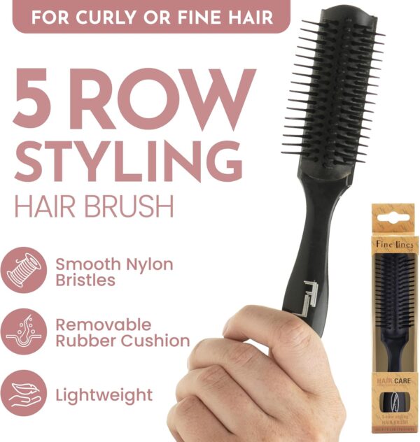 5-Row Hair Brush for Men & Women – Tangle Tamer for Curly or Fine Hair, Lightweight & Travel-Friendly - Image 2