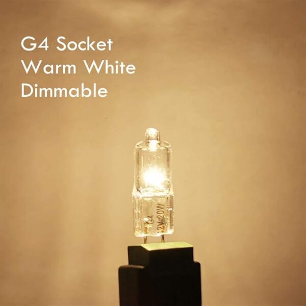 G4 Halogen Light Bulbs 20W 12V Clear Capsule 2 Pin Lamp Bulb Halogen Pin Base Warm White Dimmable 10 Pack [Energy Class G] - Image 4