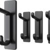 Self Adhesive Hooks, Extra Sticky and Strong, Hanging up to 6KG, Heavy Duty Stick on, No-Nail Hook for Back of Door, Black, 4 Pack