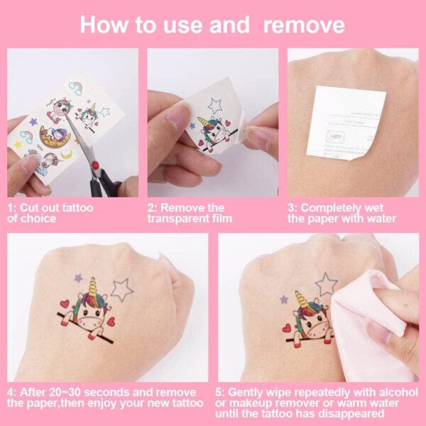 Temporary Tattoo for Kids, 60 Sheets Mermaid Animal Dinosaur Cartoon Tattoo Stickers, Waterproof Cartoon Fake Tattoo Stickers Set for Boys Girls Birthday Gift Party Bag Filler - Image 2
