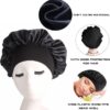Silk Hair Wrap for Sleeping, Hair Bonnet, 1pcs Night Sleep Cap for Women Girls, Hair Care Head Cover Elastic Hat for Black Curly Hair. - Image 4