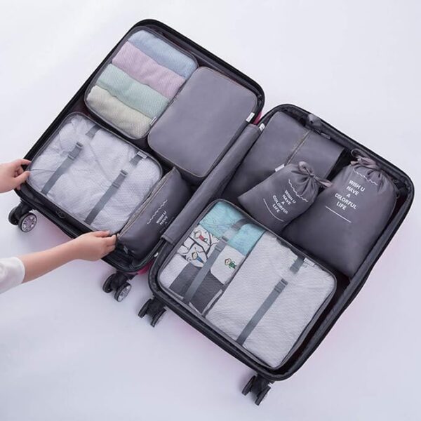 Travel Packing Cubes, Toifucos Multifunction 8pcs/set Luggage Organiser Waterproof Compression Suitcase Essential Bag, Dark Gray - Image 7