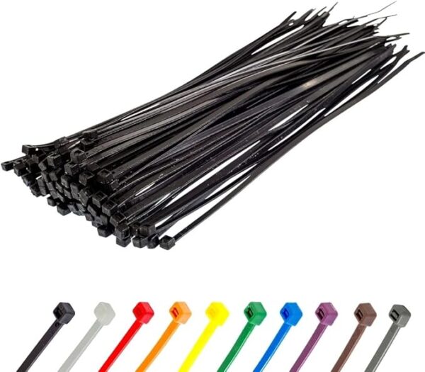 Black Cable Ties, 300mm x 3.6mm, Pack of 100, 12" Premium Nylon Zip Ties, Multi-Purpose Plastic Tie Wraps, Secure Self-Locking Mechanism, for Home, Garden, Office and DIY