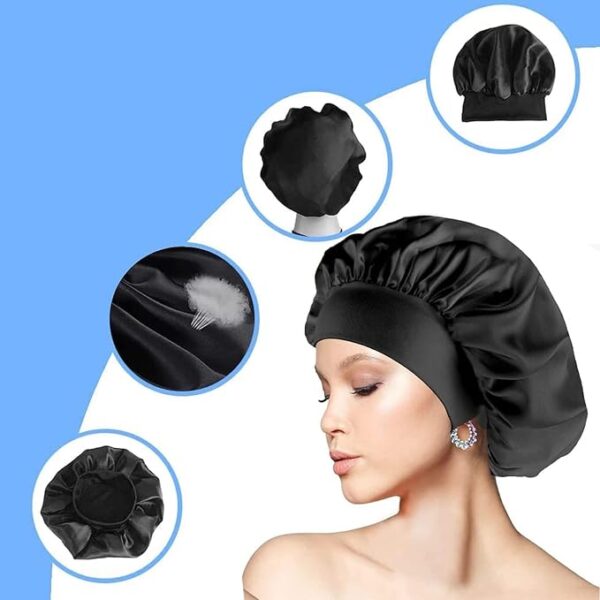 Silk Hair Wrap for Sleeping, Hair Bonnet, 1pcs Night Sleep Cap for Women Girls, Hair Care Head Cover Elastic Hat for Black Curly Hair. - Image 5