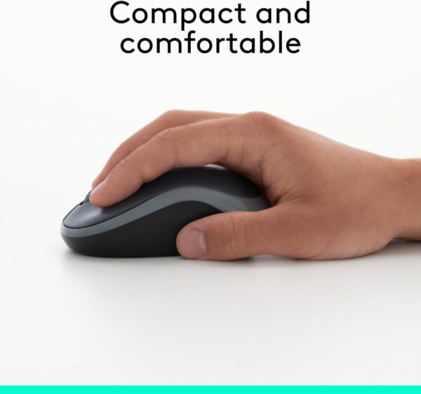 Logitech M185 Wireless Mouse, 2.4GHz with USB Mini Receiver, 12-Month Battery Life, 1000 DPI Optical Tracking, Ambidextrous, Compatible with PC, Mac, Laptop - Grey - Image 4