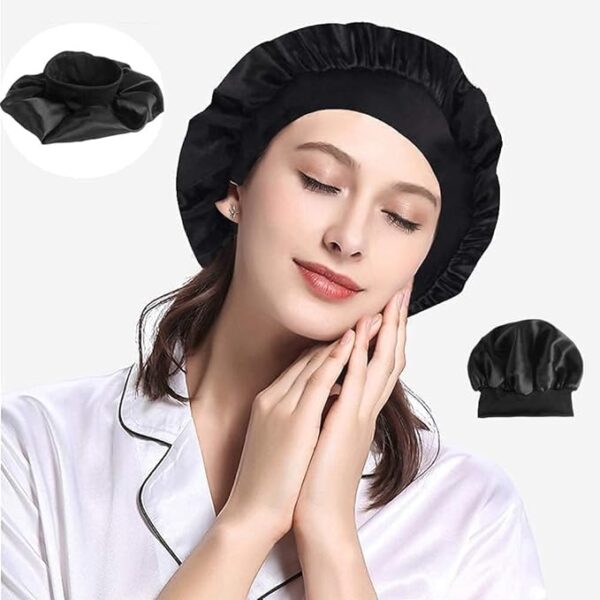 Silk Hair Wrap for Sleeping, Hair Bonnet, 1pcs Night Sleep Cap for Women Girls, Hair Care Head Cover Elastic Hat for Black Curly Hair. - Image 3