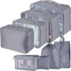 Travel Packing Cubes, Toifucos Multifunction 8pcs/set Luggage Organiser Waterproof Compression Suitcase Essential Bag, Dark Gray