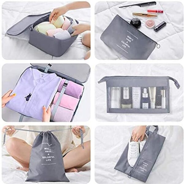 Travel Packing Cubes, Toifucos Multifunction 8pcs/set Luggage Organiser Waterproof Compression Suitcase Essential Bag, Dark Gray - Image 6