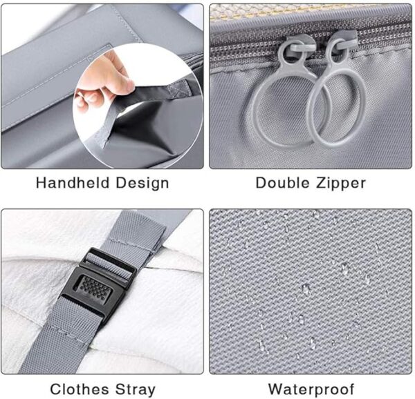 Travel Packing Cubes, Toifucos Multifunction 8pcs/set Luggage Organiser Waterproof Compression Suitcase Essential Bag, Dark Gray - Image 3