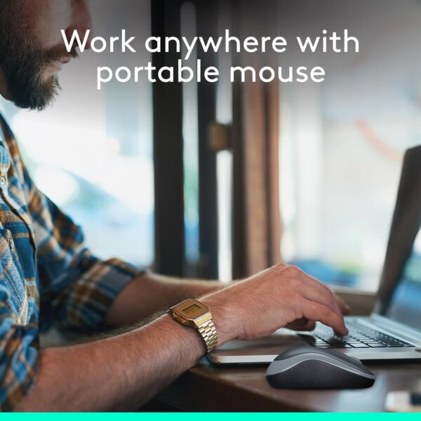 Logitech M185 Wireless Mouse, 2.4GHz with USB Mini Receiver, 12-Month Battery Life, 1000 DPI Optical Tracking, Ambidextrous, Compatible with PC, Mac, Laptop - Grey - Image 6
