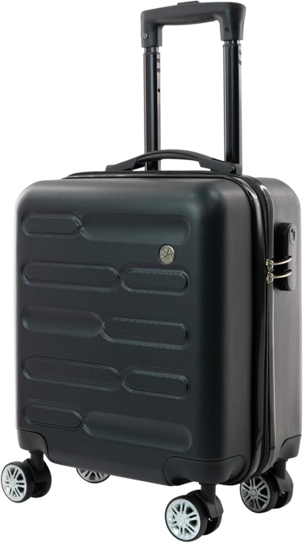 Cabin Suitcase, Easy Jet 45x36x20 Cabin Bag | Lightweight, Telescopic Handle, Hard Shell Small Carry on Suitcase with Wheels | Travel Luggage (Black)