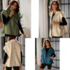 Slouchy Fleece Vest,Women's Oversized Fleece Vest,Warm Button Down Gilet Outerwear with Pockets，Sleeveless Sherpa Vest - Image 3