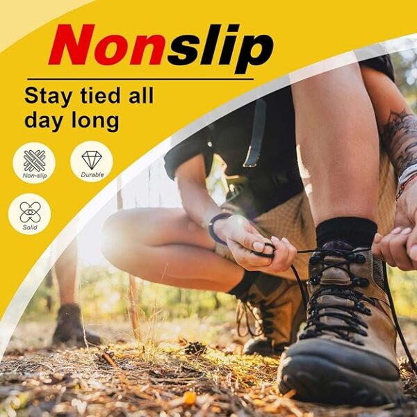 VSUDO Round Boots Shoelace, 4mm Diameter Outdoor Work & Hiking Boots Shoe Laces, Premium Round Shoelaces for Trainers Shoes - Image 3
