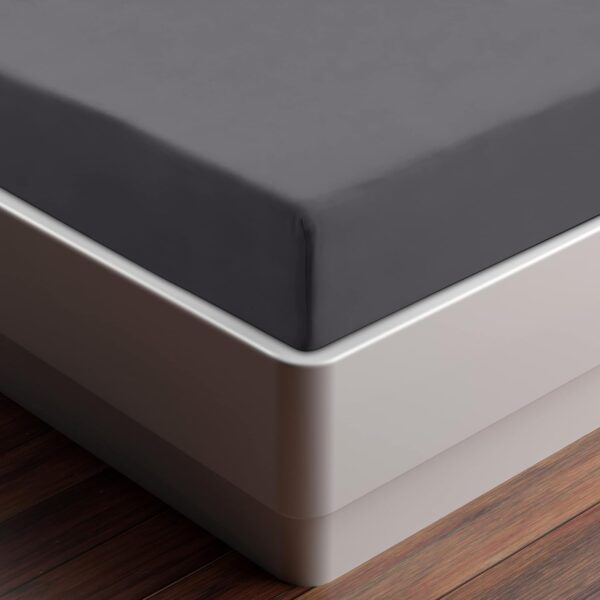 Utopia Bedding Fitted Sheet Double, Grey - Deep Pocket 14 inch (35 cm) - Easy Care - Soft Brushed Microfibre Fabric - Shrinkage and Fade Resistant - Bottom Sheet - Image 3