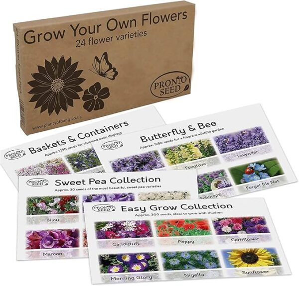 Pronto Seed Bumper Pack Grow Your Own Kit - 24 Varieties of Flowers - Over 3100 Seeds to Attract Butterflies & Bees - Gardening Gift for Women and Men (Flower Pack) - Image 5