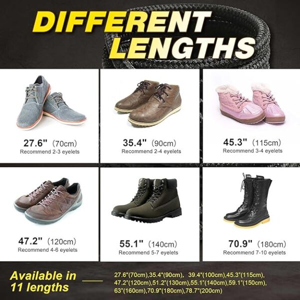 VSUDO Round Boots Shoelace, 4mm Diameter Outdoor Work & Hiking Boots Shoe Laces, Premium Round Shoelaces for Trainers Shoes - Image 6