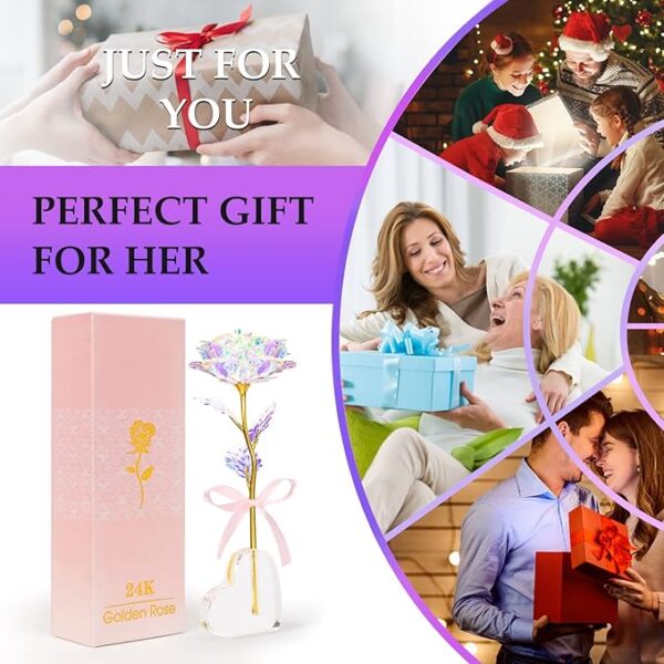 Mothers Day Galaxy Colorful Rose Gifts for Mum Enchanted Rainbow Flower Gift with Heart Base Birthday Rose Gifts for Women Best Present for Mum Wife Grandma Girlfriend Sister Mothers Anniversary - Image 2
