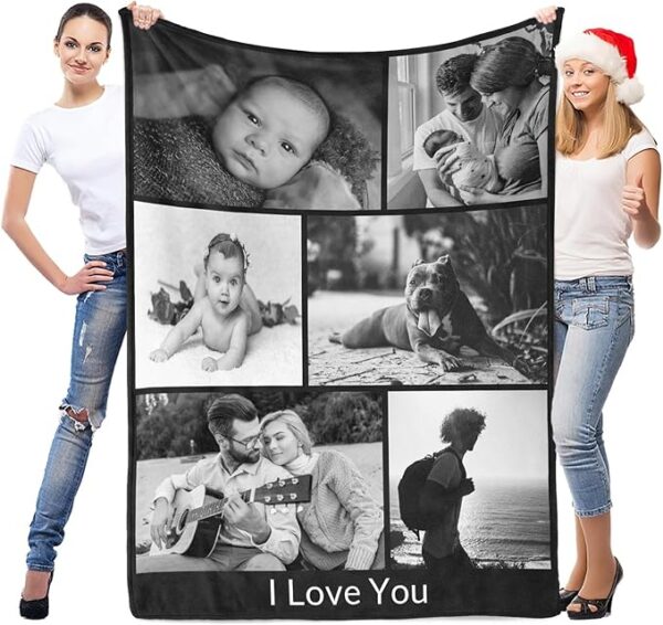Personalised Blanket Adult, Personalised Photo Blanket, Customised Blanket with Photo, Custom Picture Blanket, Personalised Mothers Day Anniversary Birthday Gifts for Women Men Her Him Mum Dad Family