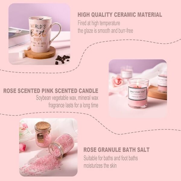 Mum Mothers Day Gifts - Birthday Gift Pamper Hamper for Mum from Daughter Son, Funny Ceramic Mug, Scented Candle, Cards, Relaxing Spa Bath Set Gift for Mummy, New Mums to Be Presents, Elegantly Boxed - Image 3