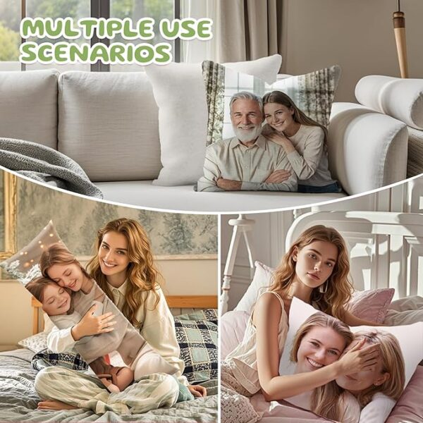 Bemaystar Custom Pillow Case-Personalised Pillow with Photo, Throw Pillow Covers with Optional Inserts, Long Pillow Case, Mothers Day (40×40 cm) - Image 4