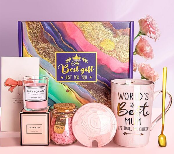 Mum Mothers Day Gifts - Birthday Gift Pamper Hamper for Mum from Daughter Son, Funny Ceramic Mug, Scented Candle, Cards, Relaxing Spa Bath Set Gift for Mummy, New Mums to Be Presents, Elegantly Boxed - Image 6