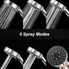Shower Head, High Pressure Shower Head with 5 Spray Modes(Only Shower Head), Turbocharged Design Powerful Shower Head for Low Water Pressure - Image 3