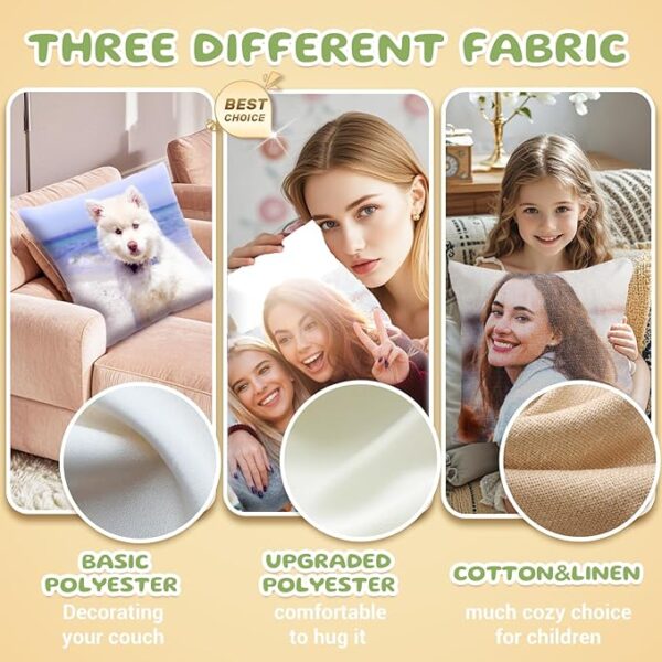 Bemaystar Custom Pillow Case-Personalised Pillow with Photo, Throw Pillow Covers with Optional Inserts, Long Pillow Case, Mothers Day (40×40 cm) - Image 3
