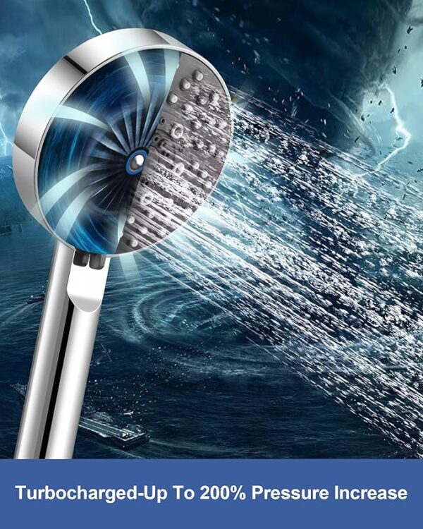 Shower Head, High Pressure Shower Head with 5 Spray Modes(Only Shower Head), Turbocharged Design Powerful Shower Head for Low Water Pressure - Image 4