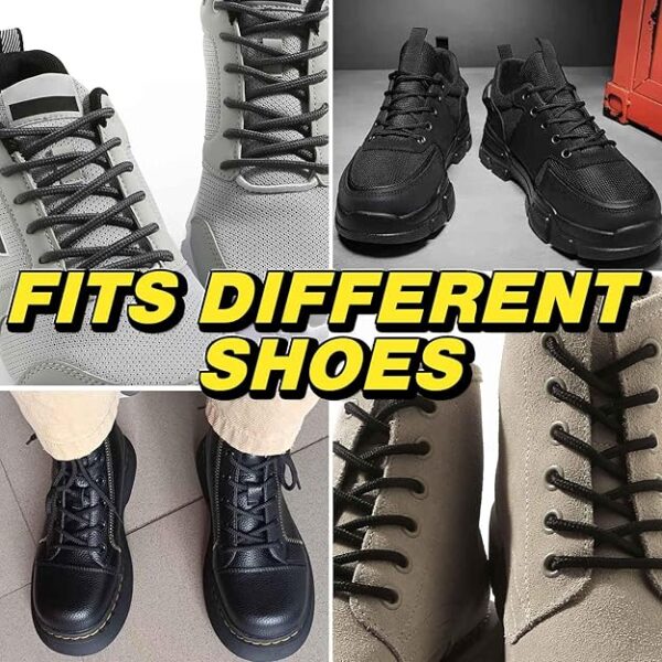 VSUDO Round Boots Shoelace, 4mm Diameter Outdoor Work & Hiking Boots Shoe Laces, Premium Round Shoelaces for Trainers Shoes - Image 5