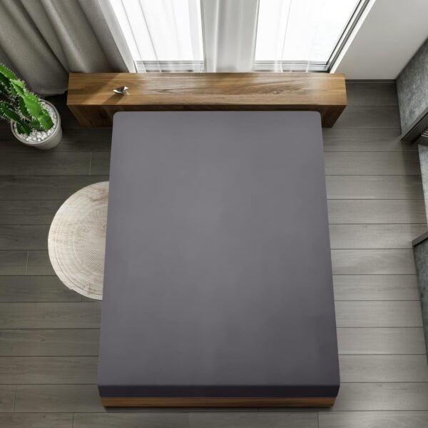Utopia Bedding Fitted Sheet Double, Grey - Deep Pocket 14 inch (35 cm) - Easy Care - Soft Brushed Microfibre Fabric - Shrinkage and Fade Resistant - Bottom Sheet - Image 5